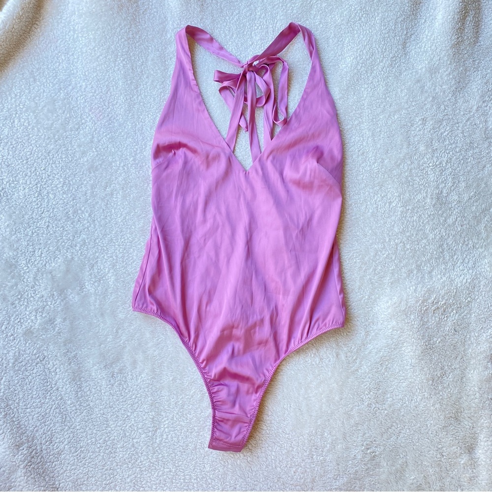 NWT For Love & Lemons Steve Silkie Bodysuit soft lilac